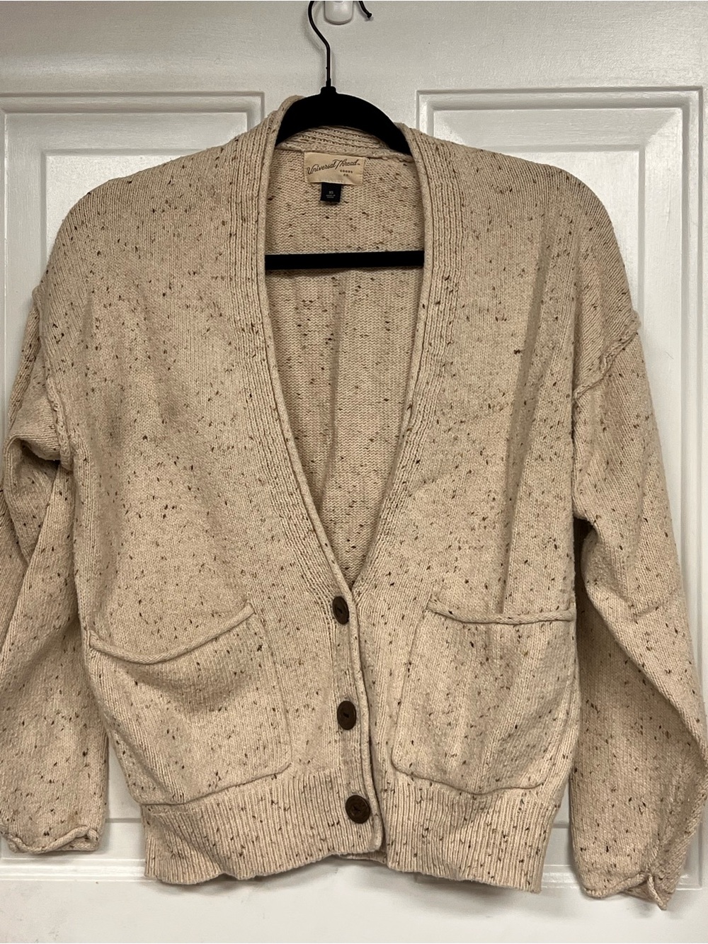 Universal Thread Cream Speckled Button-Front Cardigan